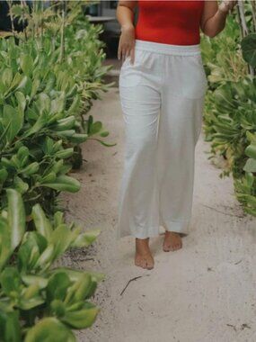 ANDIE SWIM - The Madeira Pant - Linen - Coconut Cream Ivory Size Medium - NWT